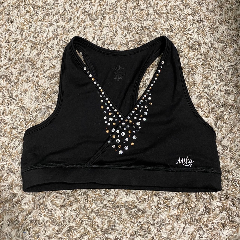 Black Mika sports bra sz M with rhinestones